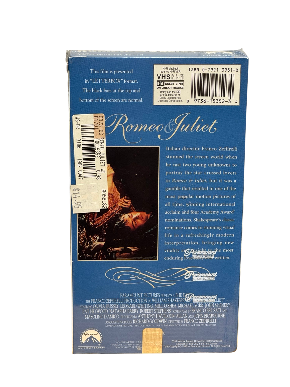 Romeo and Juliet (1968) - VHS - 30th Anniversary Widescreen Edition - OOP