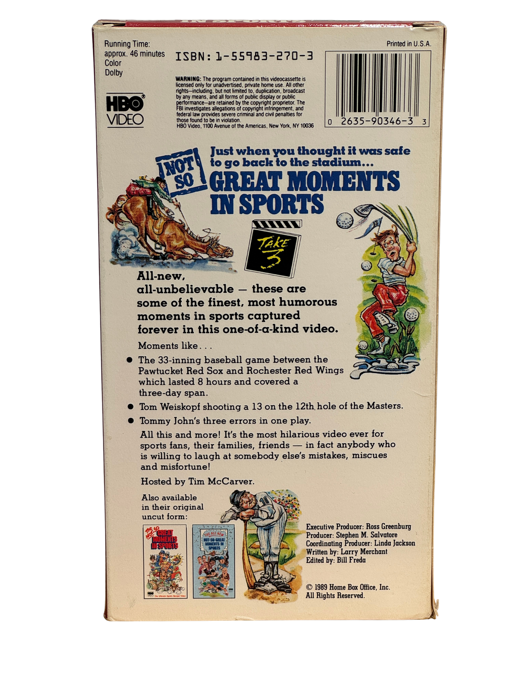 Not-So-Great Moments in Sports: Take 3 (1989) - VHS - Brukt