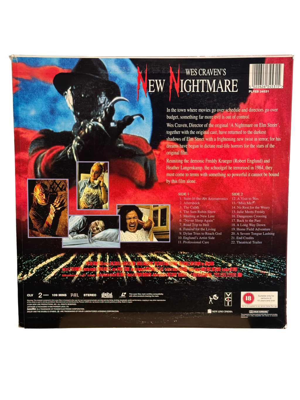 Wes Craven's New Nightmare (1994) - LaserDisc - OOP - Brukt